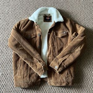 Mens Dickies sherpa corduroy trucker jacket.